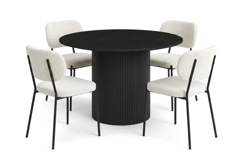 Kopparbo Matgrupp runt 110 cm Svart med 4 Gemmiano Matstolar - Svart - Products - Möbler - Bord & matgrupp - Matgrupp