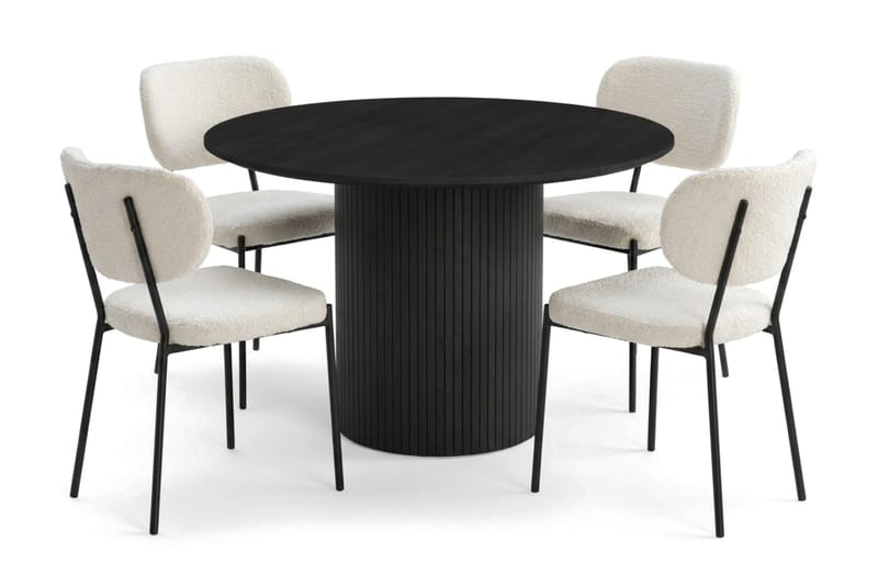 Kopparbo Matgrupp runt 110 cm Svart med 4 Gemmiano Matstolar - Svart - Products - Möbler - Bord & matgrupp - Matgrupp
