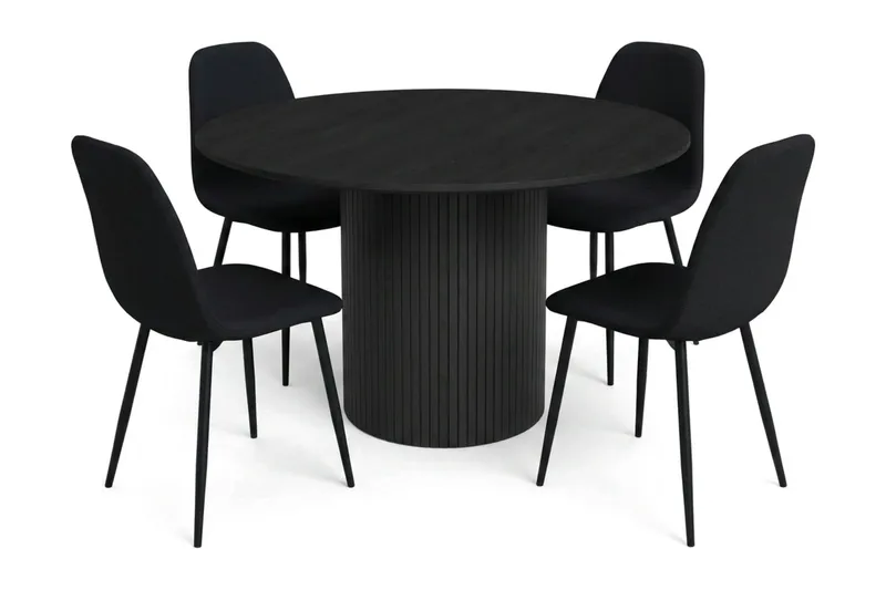 Kopparbo Matgrupp runt 110 cm Svart med 4 Nibe Matstolar - Svart - Products - Möbler - Bord & matgrupp - Matgrupp