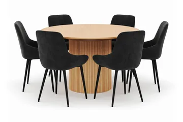 Kopparbo Rund Matgrupp 130-150 cm 6 Alsarp Matstolar - Natural - Products - Möbler - Bord & matgrupp - Matgrupp