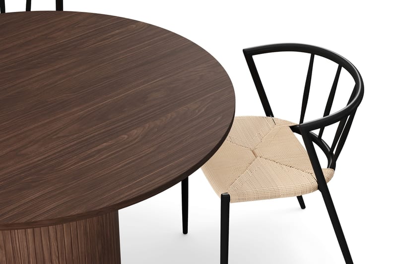 Kopparbo Runt Matbord 120 cm med 4 Winston Matstolar - Mörkbrun / Beige / Metallben Svart - Products - Möbler - Bord & matgrupp - Matgrupp