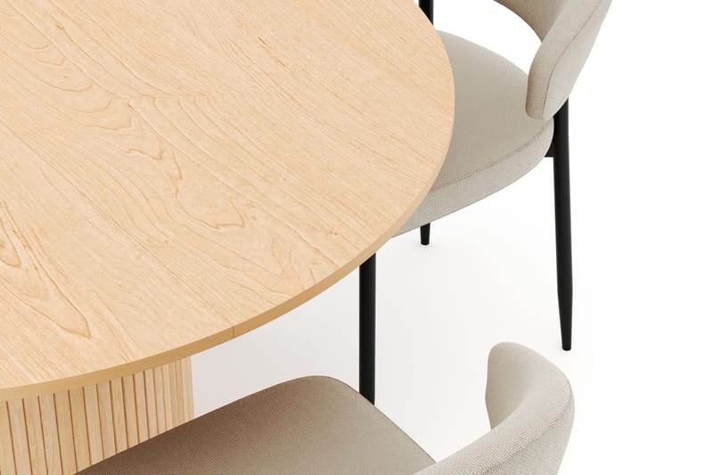 Kopparbo Runt Matbord 130 cm Förlängningsbart med 4 Sawako Stolar - Vit - Products - Möbler - Bord & matgrupp - Matgrupp