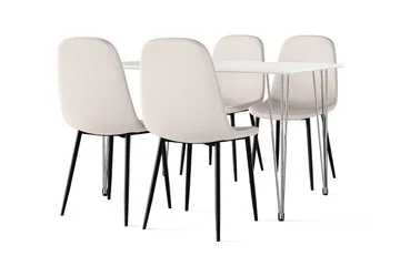 Kronblom Matbord 120 cm +  4 st Nibe stol beige med svarta ben - Vit/Beige - Products - Möbler - Bord & matgrupp - Matgrupp