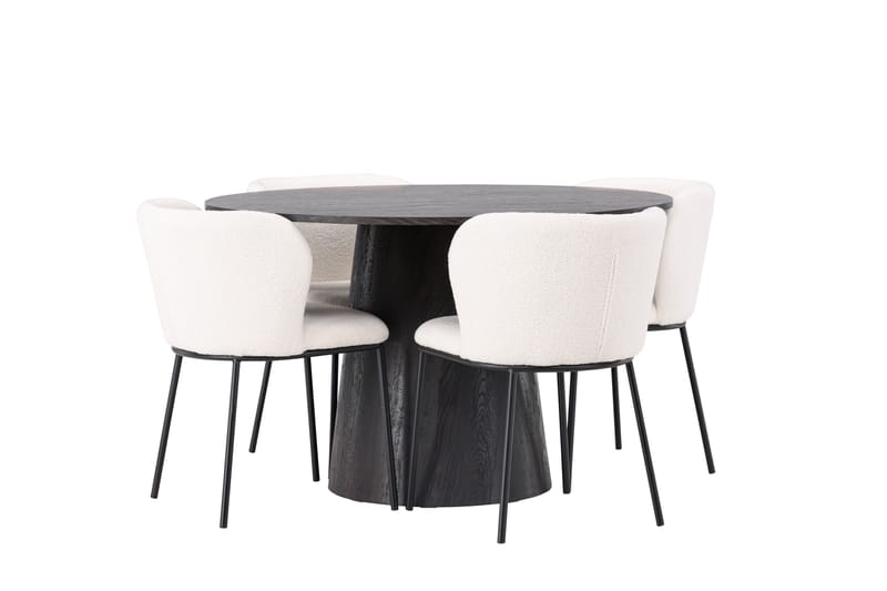 Lanzo Matgrupp 120 cm Rund med 4 Edina Stolar - Mocca - Products - Möbler - Bord & matgrupp - Matgrupp