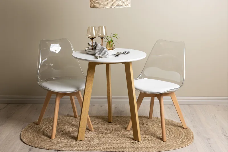 Leonora Matgrupp 65 cm Rund med 2 Edvin stolar - Vit - Products - Möbler - Bord & matgrupp - Matgrupp