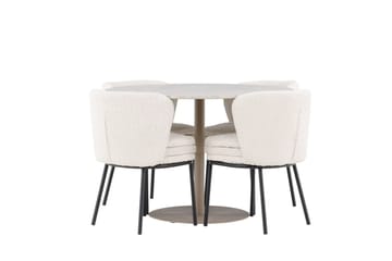 Lycke Matgrupp 110 cm Rund med 4 Agnes stolar - Beige/Vit - Products - Möbler - Bord & matgrupp - Matgrupp