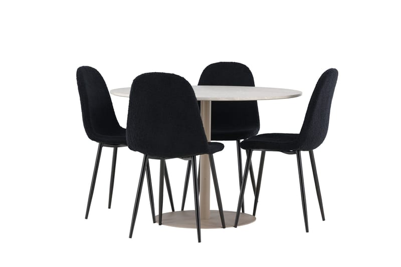 Lycke Matgrupp 110 cm Rund med 4 Polar stolar - Beige/Svart - Products - Möbler - Bord & matgrupp - Matgrupp