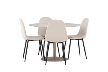 Lycke Matgrupp 110 cm Rund med 4 Polar stolar - Beige/Beige - Products - Möbler - Bord & matgrupp - Matgrupp