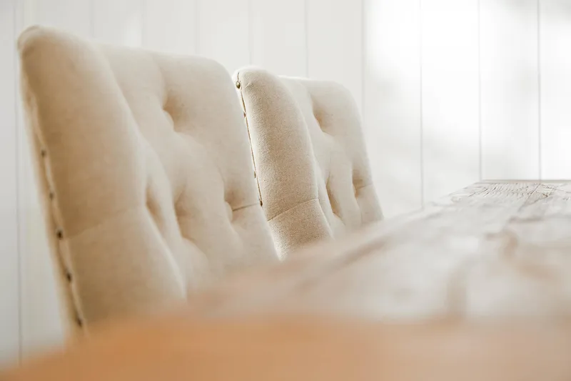 Lyon Förlängningsbar Matgrupp 200 cm med 6 Viktoria Fåtölj - Brunt Trä / Natur Beige - Products - Möbler - Bord & matgrupp - Matgrupp