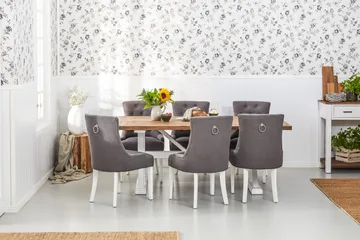 Lyon Förlängningsbar Matgrupp 200 cm med 6 Viktoria Stol - Natur/Vit/Grå - Products - Möbler - Bord & matgrupp - Matgrupp