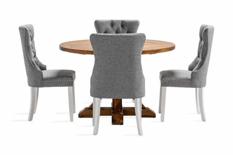 Lyon Matgrupp 120 cm Rund inkl 4 Bergviken Stolar - Brun - Products - Möbler - Bord & matgrupp - Matgrupp