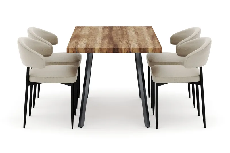 Marcelen Matbord Förlängningsbart med 4 Sawako Stolar - Brun - Products - Möbler - Bord & matgrupp - Matgrupp