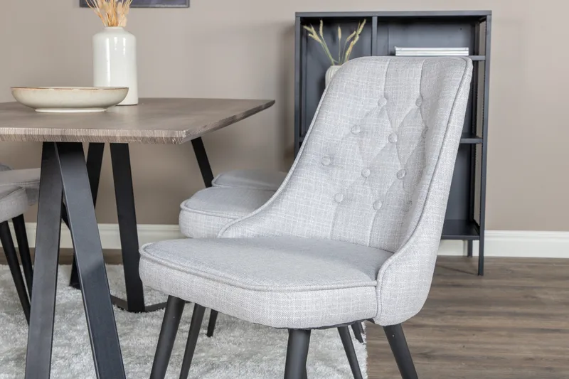 Marina Matgrupp 180 cm Rektangulär med 6 Velvet Deluxe stolar - Svart - Products - Möbler - Bord & matgrupp - Matgrupp