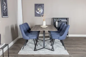 Marina Matgrupp 180 cm Rektangulär med 6 Velvet Deluxe stolar - Svart - Products - Möbler - Bord & matgrupp - Matgrupp