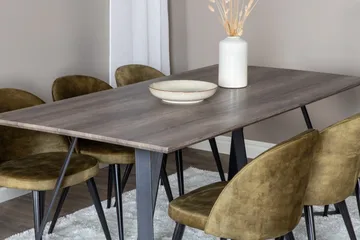 Marina Matgrupp 180 cm Rektangulär med 6 Velvet stolar - Svart - Products - Möbler - Bord & matgrupp - Matgrupp