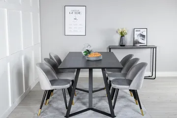 Marina Matgrupp 180 cm Rektangulär med 6 Velvet stolar - Svart - Products - Möbler - Bord & matgrupp - Matgrupp