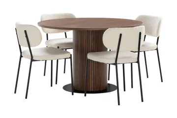 Noira Matbord 120 cm Massiv Valnöt Runt med 4st Gemmiano Mat - Brun - Products - Möbler - Bord & matgrupp - Matgrupp
