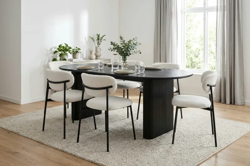 Noira Matbord 220x100 cm Fanér - Svart - Products - Möbler - Bord & matgrupp - Matbord & köksbord