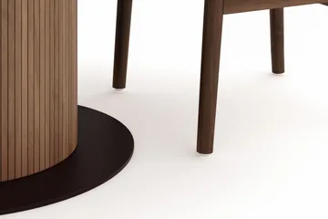 Noira Matgrupp 120 cm Massiv Valnöt Rund med 4 Dastoori Matstol - 2220070-4,2098428-1 - Brun / Beige / Valnöt - Products - Möbler - Bord & matgrupp - Matgrupp