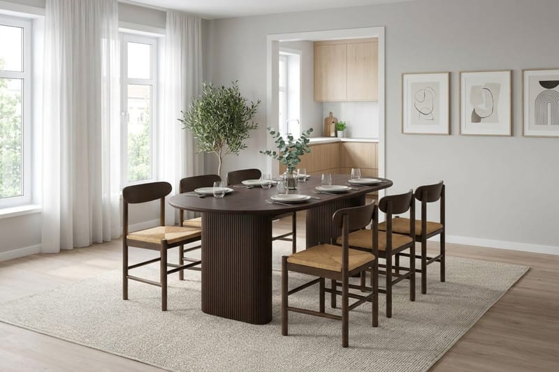 Noira Matgrupp rektangulärt 180 cm Rökt Ek med 6 Malte Matstolar - Products - Möbler - Bord & matgrupp - Matgrupp