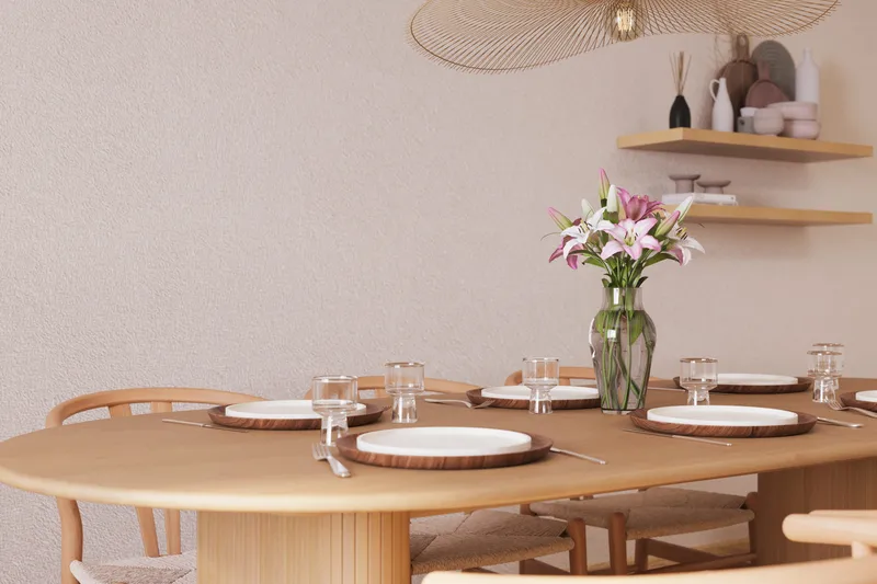 Noira Ovalt Matgrupp 220 cm med 6 Dastoori Matstolar - Natur - Products - Möbler - Bord & matgrupp - Matgrupp