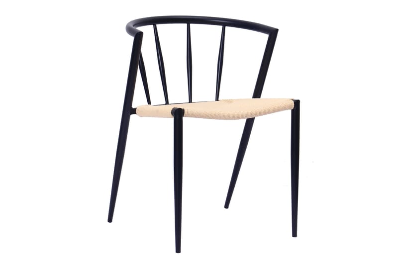 Noira Runt Litet Matbord Massiv Valnöt 120 cm med 4 Winston Matstolar - Brun / Beige / Metallben Svart - Products - Möbler - Bord & matgrupp - Matgrupp