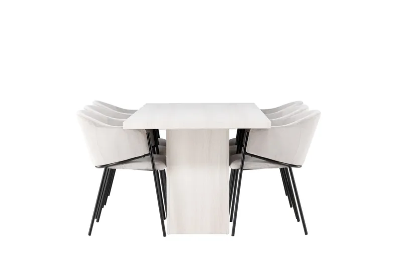 Olga Matgrupp 200 cm Rektangulär med 6 Evelina Stolar - Vit - Products - Möbler - Bord & matgrupp - Matgrupp