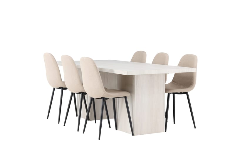 Olga Matgrupp 200 cm Rektangulär med 6 Polar Stolar - Beige - Products - Möbler - Bord & matgrupp - Matgrupp