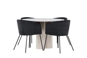 Olivia Matgrupp 110 cm Rund med 4 Berit stolar - Beige/Svart - Products - Möbler - Bord & matgrupp - Matgrupp