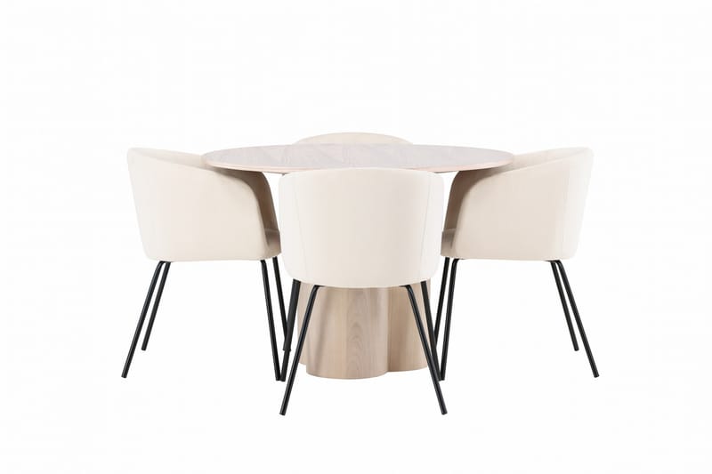 Olivia Matgrupp 110 cm Rund med 4 Berit stolar - Whitewash - Products - Möbler - Bord & matgrupp - Matgrupp