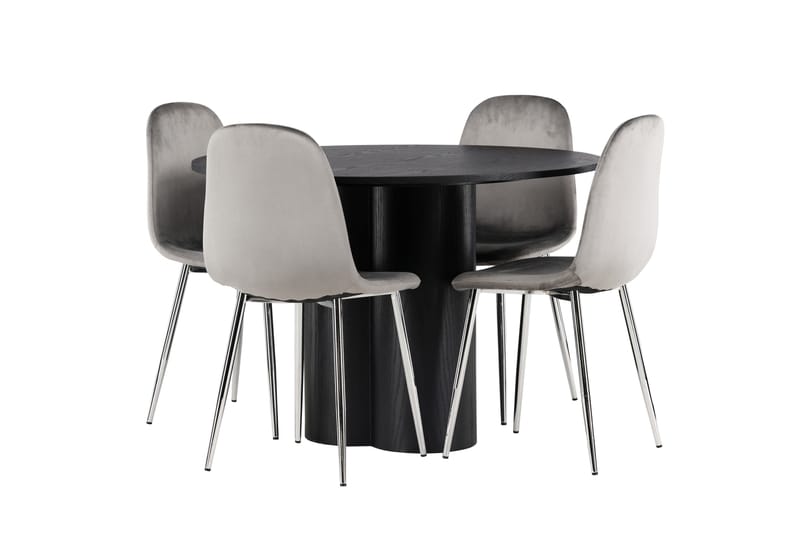 Olivia Matgrupp 110 cm Rund med 4 Eva Stolar - Svart - Products - Möbler - Bord & matgrupp - Matgrupp