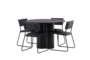 Olivia Matgrupp 110 cm Rund med 4 Kenth Stolar - Svart - Products - Möbler - Bord & matgrupp - Matgrupp