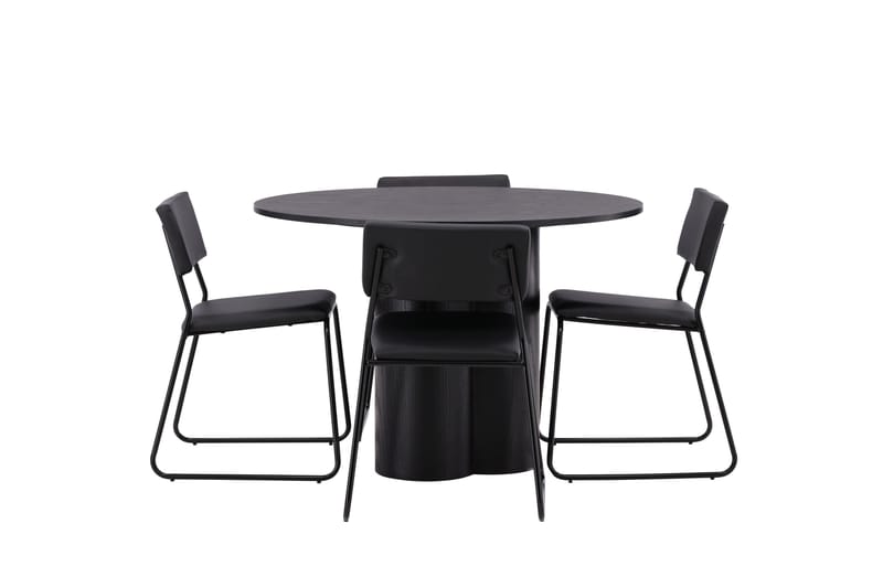 Olivia Matgrupp 110 cm Rund med 4 Kenth Stolar - Svart - Products - Möbler - Bord & matgrupp - Matgrupp