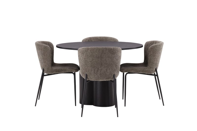 Olivia Matgrupp 110 cm Rund med 4 Modesto Stolar - Beige - Products - Möbler - Bord & matgrupp - Matgrupp