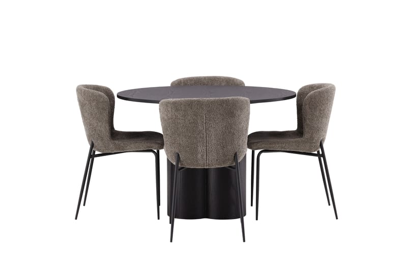 Olivia Matgrupp 110 cm Rund med 4 Modesto Stolar - Beige - Products - Möbler - Bord & matgrupp - Matgrupp