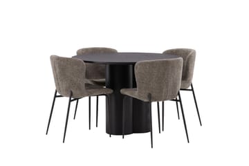 Olivia Matgrupp 110 cm Rund med 4 Modesto Stolar - Beige - Products - Möbler - Bord & matgrupp - Matgrupp