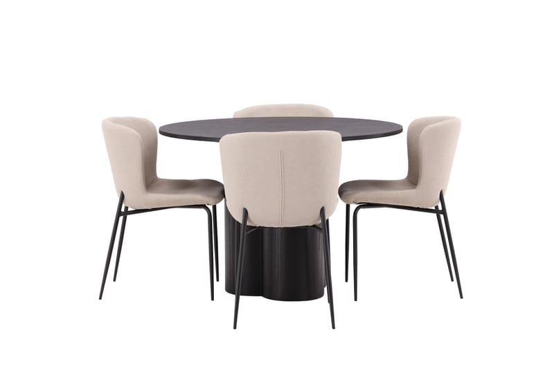 Olivia Matgrupp 110 cm Rund med 4 Modesto Stolar - Svart - Products - Möbler - Bord & matgrupp - Matgrupp