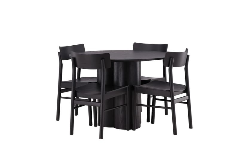 Olivia Matgrupp 110 cm Rund med 4 Montros Stolar - Svart - Products - Möbler - Bord & matgrupp - Matgrupp