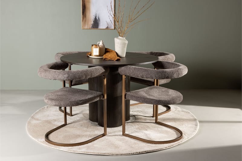 Olivia Matgrupp 110 cm Rund med 4 Morning stolar - Brun - Products - Möbler - Bord & matgrupp - Matgrupp