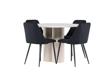 Olivia Matgrupp 110 cm Rund med 4 Night stolar - Beige/Svart - Products - Möbler - Bord & matgrupp - Matgrupp
