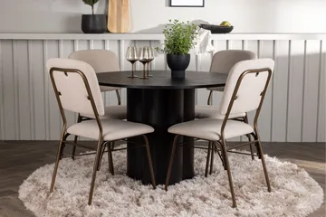Olivia Matgrupp 110 cm Rund med 4 Seda Stolar - Beige - Products - Möbler - Bord & matgrupp - Matgrupp