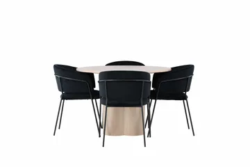 Olivia Matgrupp 110 cm Rund med 4 Selma Stolar - Svart - Products - Möbler - Bord & matgrupp - Matgrupp