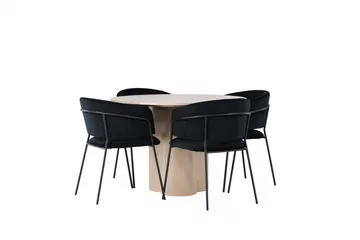 Olivia Matgrupp 110 cm Rund med 4 Selma Stolar - Svart - Products - Möbler - Bord & matgrupp - Matgrupp