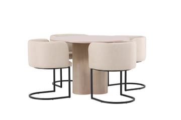 Olivia Matgrupp 110 cm Rund med 4 Simrishamn stolar - Whitewash - Products - Möbler - Bord & matgrupp - Matgrupp