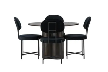Olivia Matgrupp 110 cm Rund med 4 Stella stolar - Svart - Products - Möbler - Bord & matgrupp - Matgrupp