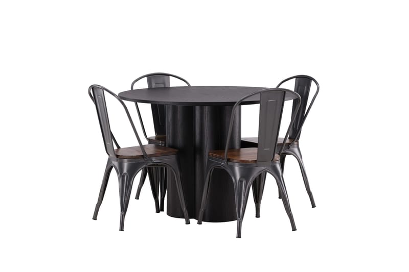 Olivia Matgrupp 110 cm Rund med 4 Tempe Stolar - Svart - Products - Möbler - Bord & matgrupp - Matgrupp