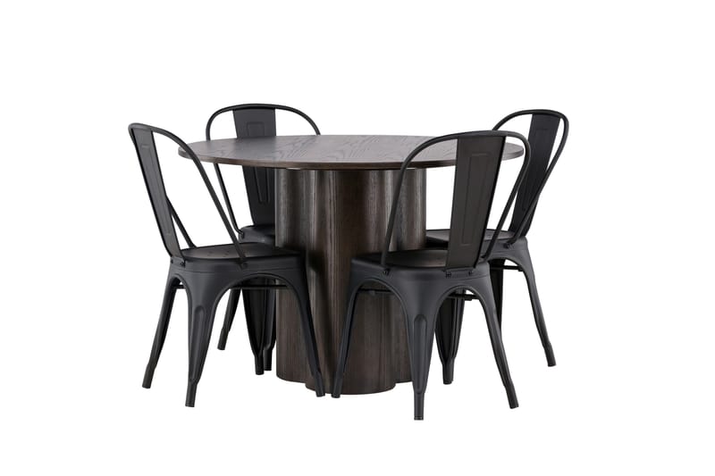 Olivia Matgrupp 110 cm Rund med 4 Tempe Stolar - Svart - Products - Möbler - Bord & matgrupp - Matgrupp