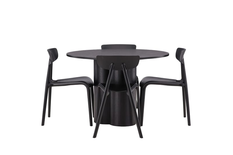Olivia Matgrupp 110 cm Rund med 4 Ursholmen Stolar - Svart - Products - Möbler - Bord & matgrupp - Matgrupp
