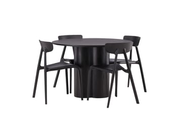 Olivia Matgrupp 110 cm Rund med 4 Ursholmen Stolar - Svart - Products - Möbler - Bord & matgrupp - Matgrupp