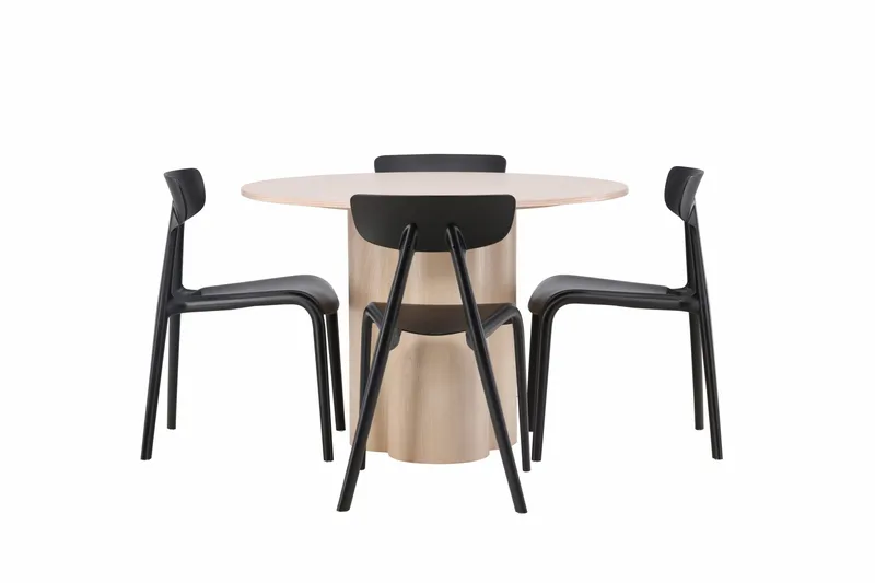 Olivia Matgrupp 110 cm Rund med 4 Ursholmen stolar, Whitewash